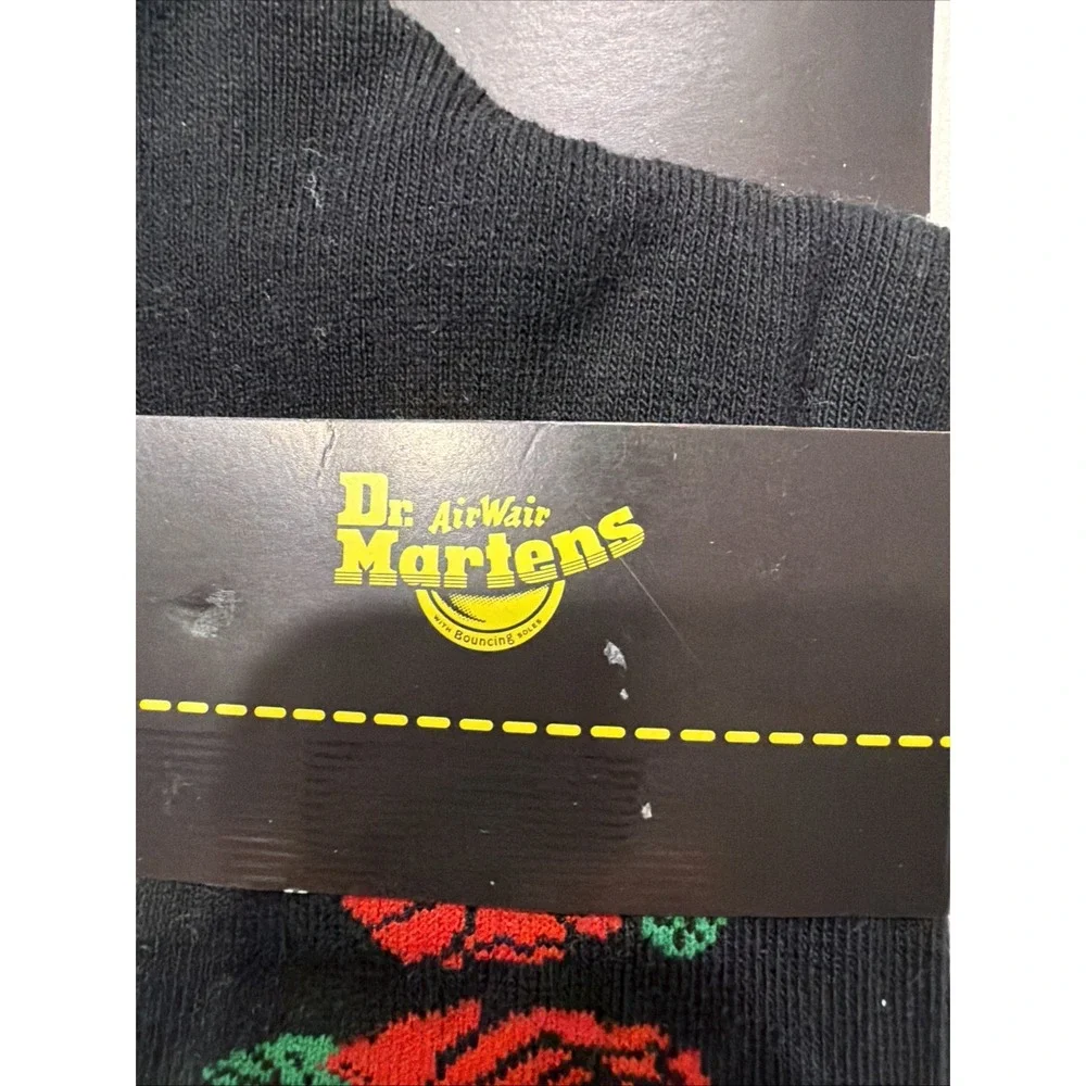 Dr Martens AC929001 Vonda Short Sock Black Rose Floral Cotton Blend M/L NWT